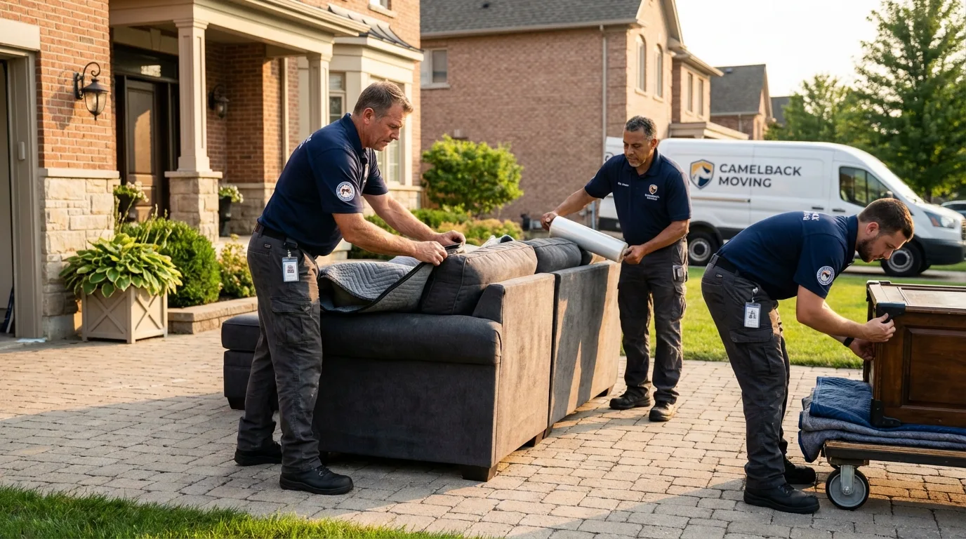 Large estate moving crew wrapping furniture in Kensington, MD
