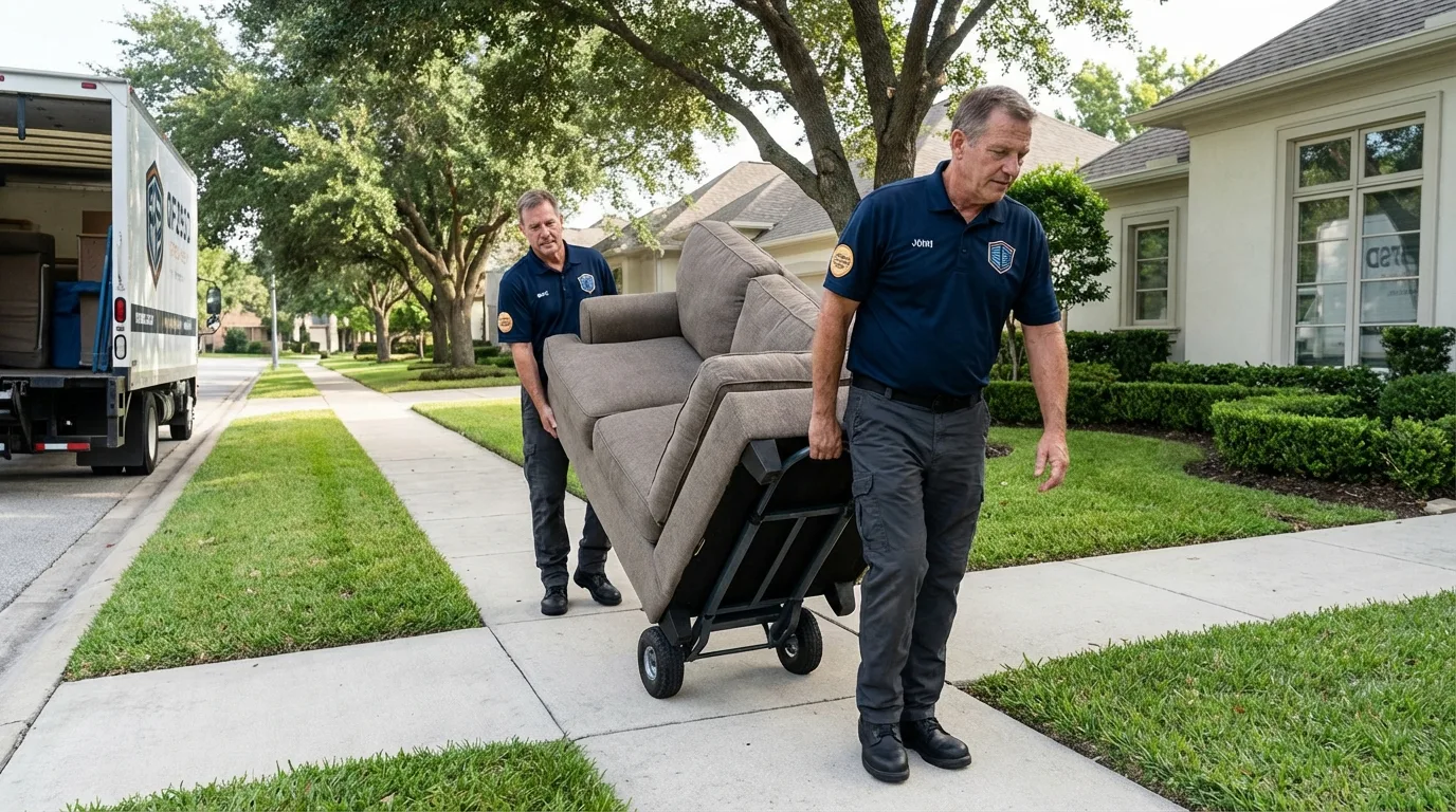 Local residential moving crew loading furniture in Kensington, MD